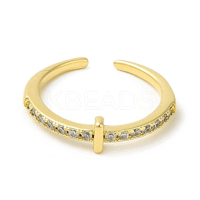 Clear Cubic Zirconia Initial Letter Open Cuff Ring RJEW-H120-09G-I-1