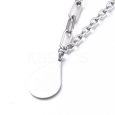 Non-Tarnish 304 Stainless Steel Paperclip Chains & Cable Chain Jewelry Sets SJEW-K153-58P-1