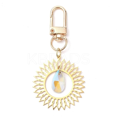 Flower 201 Stainless Steel Pendant Decorations HJEW-TA00153-1