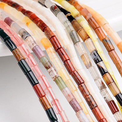 Tube Natural & Synthetic Mixed Gemstone Bead Strands G-L420-22-1