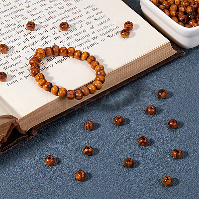 200Pcs Round Natural Wood Beads WOOD-GF0002-30A-1