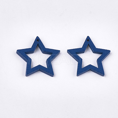 Painted Poplar Wood Pendants WOOD-T021-10E-1