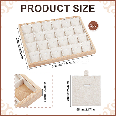 24 Grids Bamboo Pendant Display Trays with PU Imitation Leather Display Cards ODIS-WH0086-091A-03-1