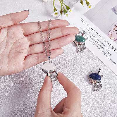 4Pcs 4 Styles Natural Mixed Gemstone Pendants G-SZ0002-22-1