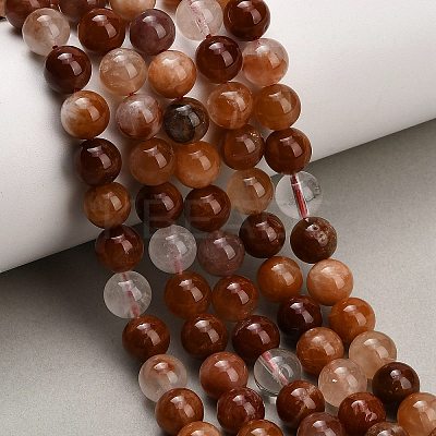 Natural Red Hematoid Quartz Beads Strands G-G475-A01-8mm-1
