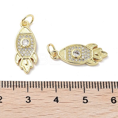 Rack Plating Rocket Brass Micro Pave Cubic Zirconia Pendants KK-E102-17G-1