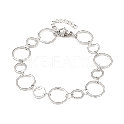 304 Stainless Steel Link Chain Bracelets for Women BJEW-P373-03B-P-1