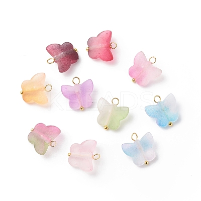Frosted Two Tone Spray Painted Transparent Acrylic Pendants PALLOY-JF01810-02-1