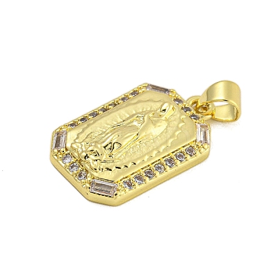 Religion Theme Rack Plating Brass Micro Pave Cubic Zirconia Pendants KK-C074-40G-04-1