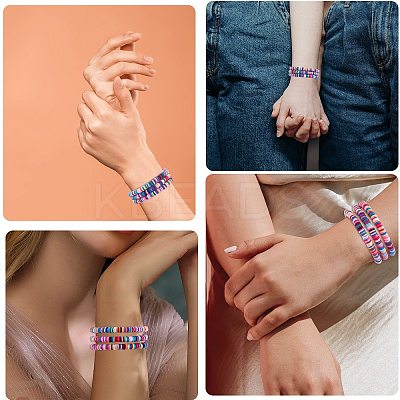 20Pcs Handmade Polymer Clay Heishi SUrfer Stretch Bracelet Set BJEW-SW00087-1