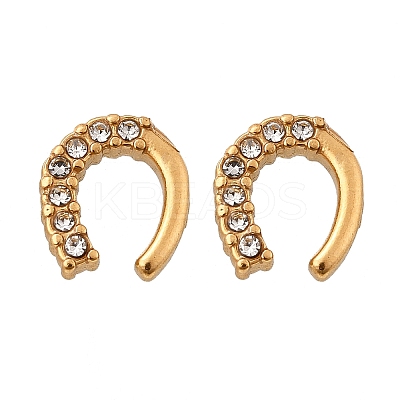 304 Stainless Steel Clear Cubic Zirconia Stud Earrings STAS-E502-02G-02-1