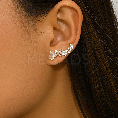 Brass Micro Pave Cubic Zirconia Stud Earrings for Women CY3944-1