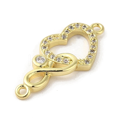 Rack Plating Brass Micro Pave Clear Cubic Zirconia Heart Infinity Connector Charms KK-C052-42A-G-1