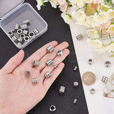 32Pcs 8 Style 201 Stainless Steel Beads STAS-UN0025-11-1