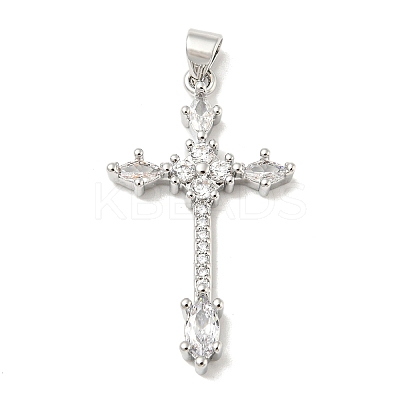Rack Plating Brass Micro Pave Cubic Zirconia Pendants KK-F869-15P-1