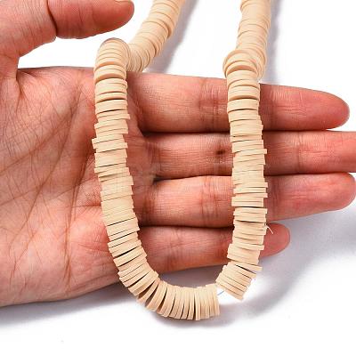 Flat Round Handmade Polymer Clay Beads CLAY-R067-10mm-53-1