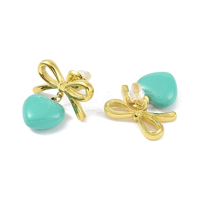Bowknot 304 Stainless Steel Studs Earrings EJEW-Z047-04G-01-1