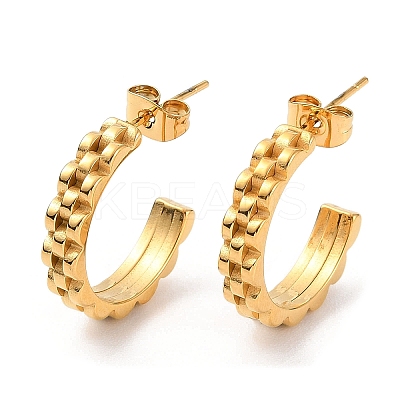 Ion Plating(IP) 304 Stainless Steel Round Stud Earrings EJEW-A104-30G-1