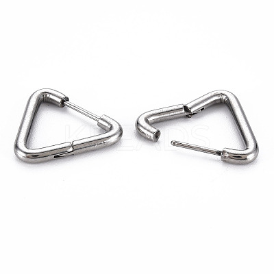 Tarnish Resistant Triangle Huggie Hoop Earrings for Women LS-EJEW-N016-008-NR-1