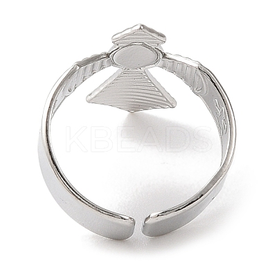 Cross 304 Stainless Steel Enamel Open Cuff Rings for Women RJEW-F166-27P-01-1