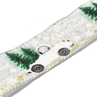 Christmas Theme Polyester Imitation Linen Ribbon LS-OCOR-M008-01C-1