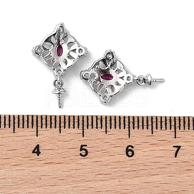 Brass Cubic Zirconia Rhombus Stud Earring Findings LS-KK-B087-04P-1-1