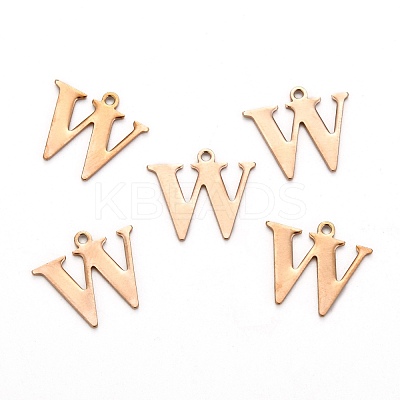 Ion Plating(IP) 304 Stainless Steel Alphabet Charms STAS-H122-W-RG-1