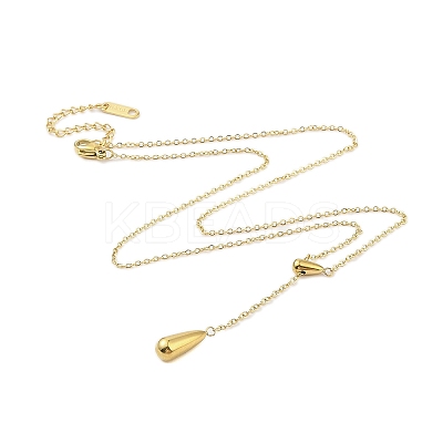 304 Stainless Steel Teardrop Pendant Necklaces LS-NJEW-N055-17G-1