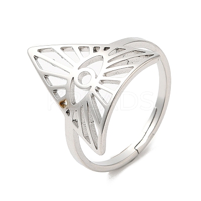 Non-Tarnish 304 Stainless Steel Triangle with Horse Eye Adjustable Ring for Women RJEW-M149-10P-1
