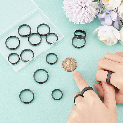 16Pcs 8 Size 201 Stainless Steel Textured Plain Band Rings Set for Women RJEW-UN0002-77EB-1