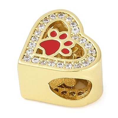 Rack Plating Brass Micro Pave Cubic Zirconia European Beads KK-P287-43G-01-1