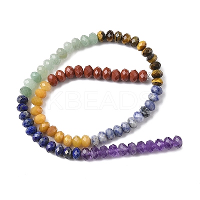 7 Styles Natural Amethyst & Sodalite & Red Jasper & Tiger Eye & Lapis Lazuli & Green Aventurine & Topaz Jade Chakra Beads Strands G-A280-B02-01-1