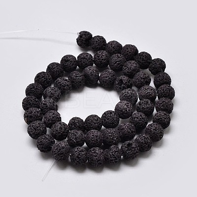 Natural Lava Rock Round Bead Strands G-I124-6mm-10-1