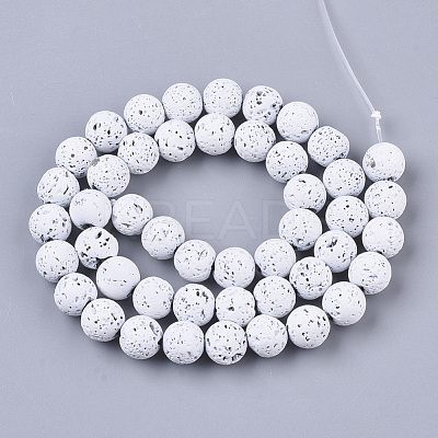 Spray Painted Natural Lava Rock Beads Strands G-N0324-D-10-1