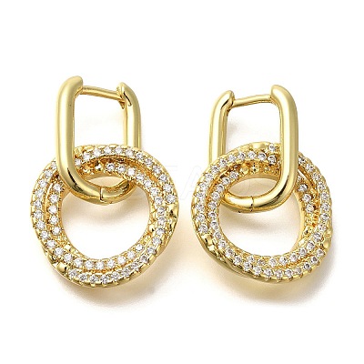 Ring Rack Plating Brass Micro Pave Clear Cubic Zirconia Hoop Earrrings for Women EJEW-L097-04G-1
