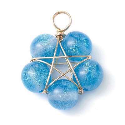 Resin Imitation Cat Eye Copper Wire Wrapped Pendants PALLOY-JF02170-1