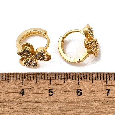 Clover Brass Hoop Earrings EJEW-S256-05G-1