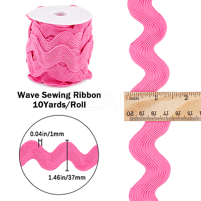 10 Yards Polyester Wavy Fringe Trim Ribbon OCOR-GF0003-27D-1