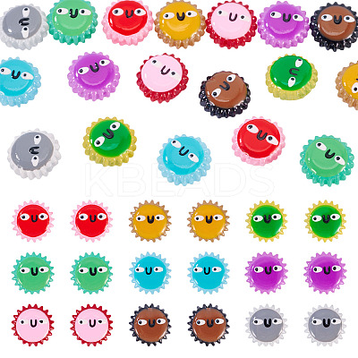 18Pcs 9 Colors Fuuny Painted Glass Beads Enamel Beads LAMP-TA0001-93-1