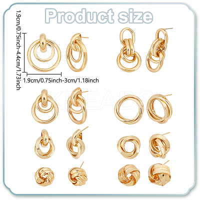 8 Pairs 8 Style Iron & Alloy & 316 Surgical Stainless Steel Stud Earrings EJEW-AN0003-79-1