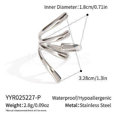 Adjustable 304 Stainless Steel Open Cuff Rings for Women LS-SZ1207-3-1