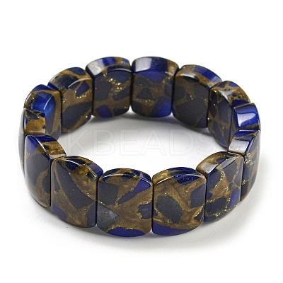 Synthetic Rectangle Gold Clinquant Stone Stretch Bracekets G-P549-01-1