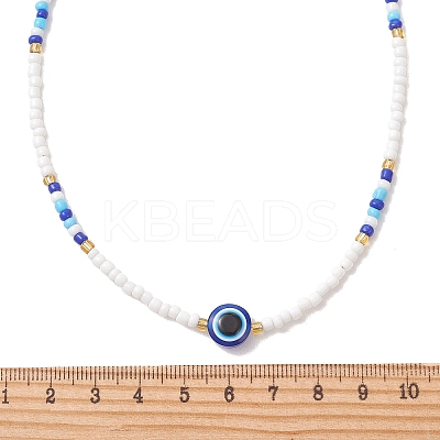 Resin Evil Eye & Glass Seed Beaded Necklaces for Women NJEW-MZ00152-02-1