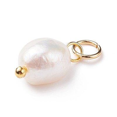 Grade B Natural Cultured Freshwater Pearl Charms PALLOY-JF01497-01-1