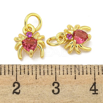 Rack Plating Brass Micro Pave Cubic Zirconia Spider Charms ZIRC-I065-02A-1