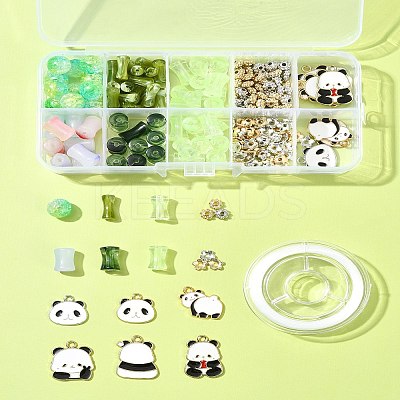 DIY Bamboo & Panda Acrylic & Alloy Enamel Bracelets Jewelry Making Kits DIY-FS0007-48-1