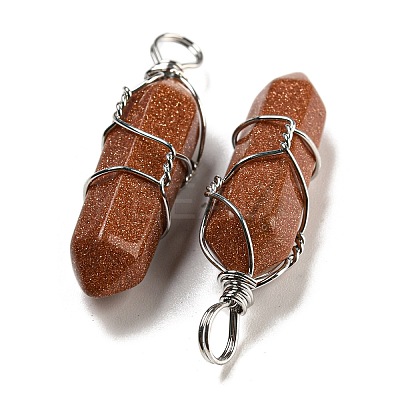 Synthetic Goldstone Double Terminal Pointed Pendants G-H308-05P-02-1