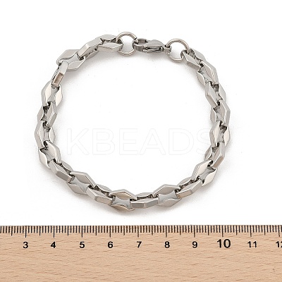 304 Stainless Steel Rhombus Link Chain Bracelets for Women Men BJEW-F488-60P-1