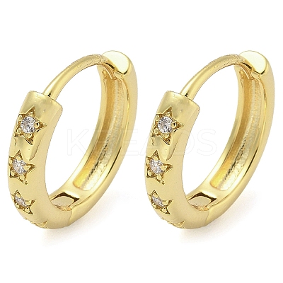Brass Micro Pave Clear Cubic Zirconia Hoop Earrings EJEW-C122-05G-1