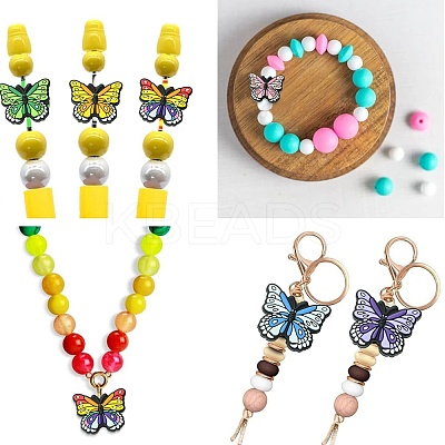 12Pcs 6 Styles Butterfly Food Grade Eco-Friendly Silicone Beads SIL-CJ0001-89-1
